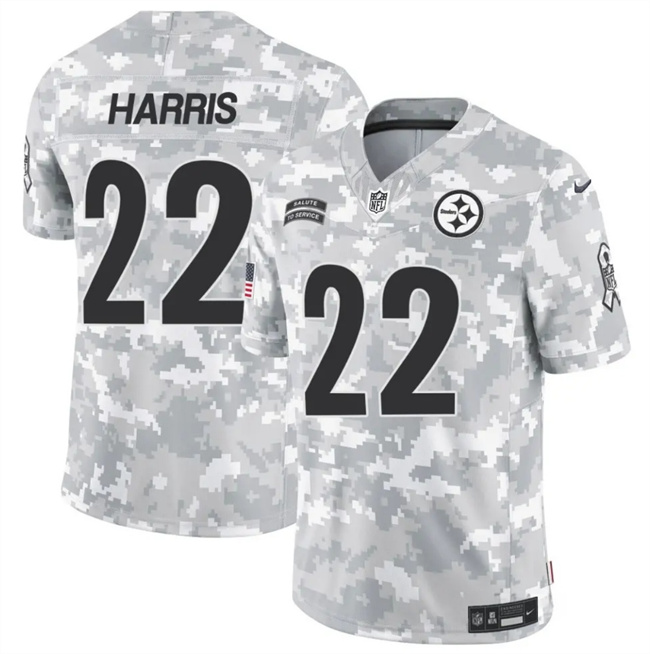 Personalized Men’s Pittsburgh Steelers #22 Najee Harris 2024 F.U.S.E Arctic Camo Salute To Service Limited Stitched Football Jersey