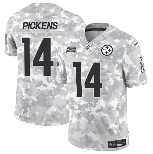 Personalized Men’s Pittsburgh Steelers #14 George Pickens 2024 F.U.S.E Arctic Camo Salute To Service Limited Stitched Football Jersey