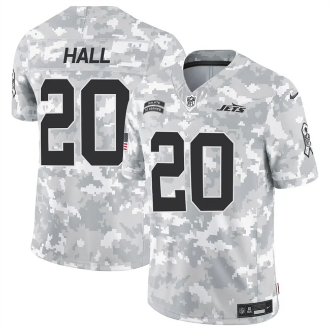 Personalized Men’s New York Jets #20 Breece Hall 2024 F.U.S.E Arctic Camo Salute To Service Limited Stitched Football Jersey