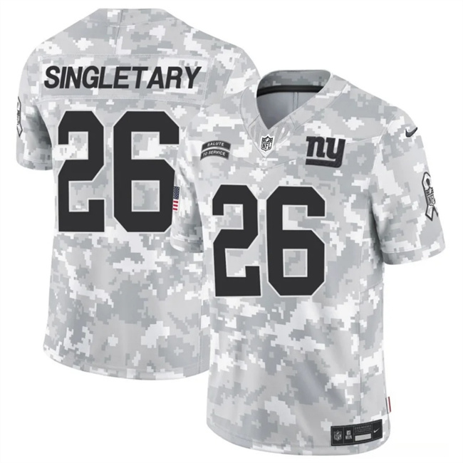 Personalized Men’s New York Giants #26 Devin Singletary 2024 F.U.S.E Arctic Camo Salute To Service Limited Stitched Football Jersey