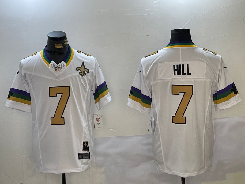 Personalized Men’s New Orleans Saints #7 Taysom Hill White Limited Stitched Football Jersey