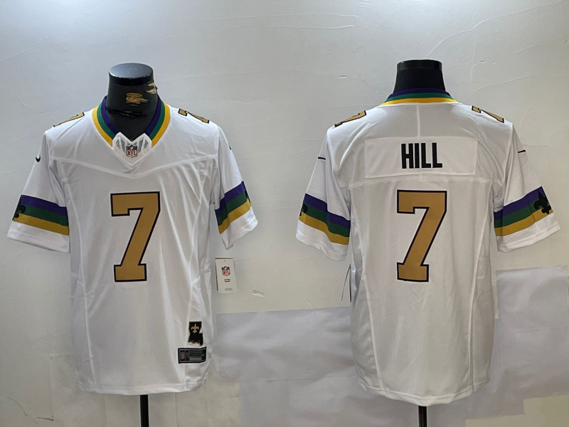Personalized Men’s New Orleans Saints #7 Taysom Hill White Limited Stitched Football Jerseys