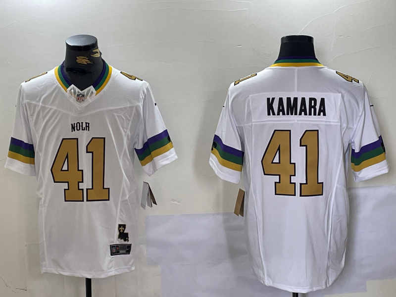Personalized Men’s New Orleans Saints #41 Alvin Kamara White 1987 Legacy Cool Base Stitched Baseball Jersey