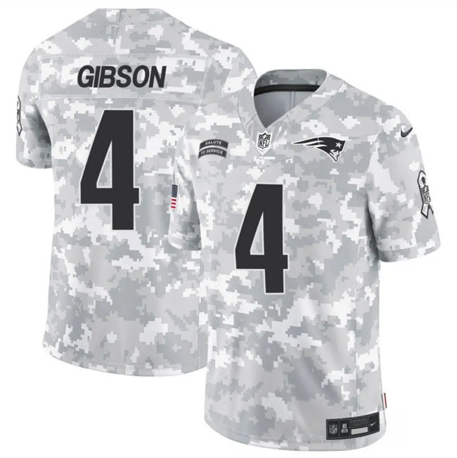 Personalized Men’s New England Patriots #4 Antonio Gibson 2024 F.U.S.E Arctic Camo Salute To Service Limited Stitched Jersey