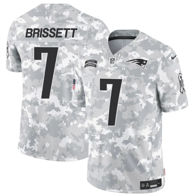 Personalized Men’s New England Patriots #7 Jacoby Brissett 2024 F.U.S.E Arctic Camo Salute To Service Limited Stitched Jersey