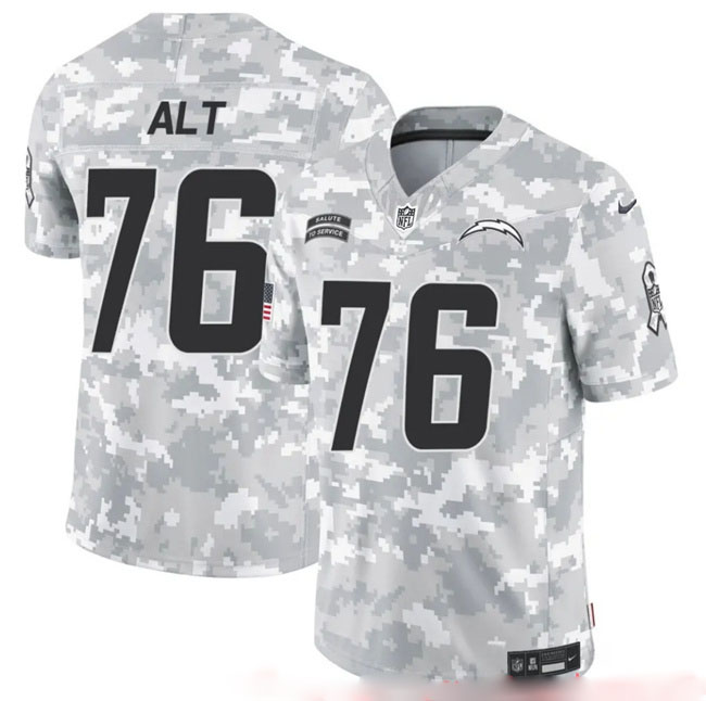 Personalized Men’s Los Angeles Chargers #76 Joe Alt 2024 F.U.S.E Arctic Camo Salute To Service Limited Stitched Football Jersey