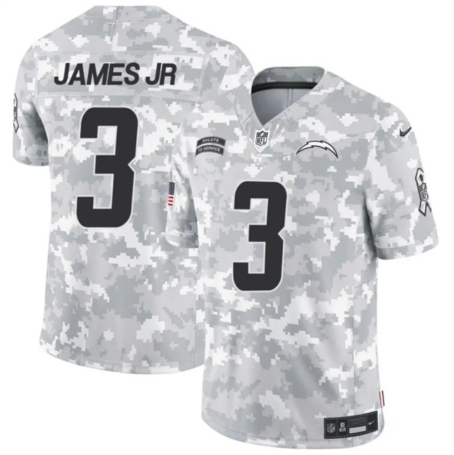 Personalized Men’s Los Angeles Chargers #3 Derwin James Jr. 2024 F.U.S.E Arctic Camo Salute To Service Limited Stitched Football Jersey
