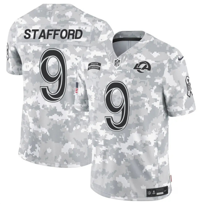 Personalized Men’s Los Angeles Rams #9 Matthew Stafford 2024 F.U.S.E Arctic Camo Salute To Service Limited Stitched Football Jersey