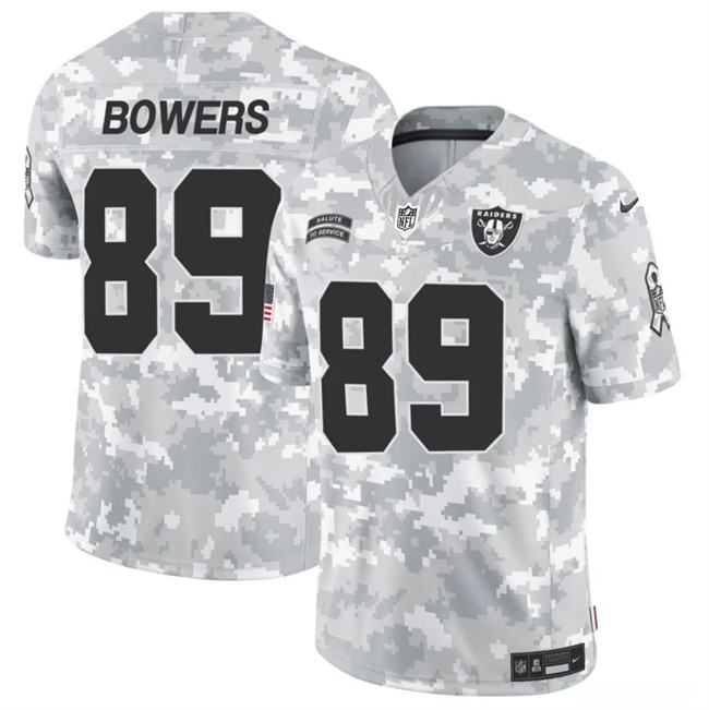 Personalized Men’s Las Vegas Raiders #89 Brock Bowers 2024 F.U.S.E Arctic Camo Salute To Service Limited Stitched Football Jersey