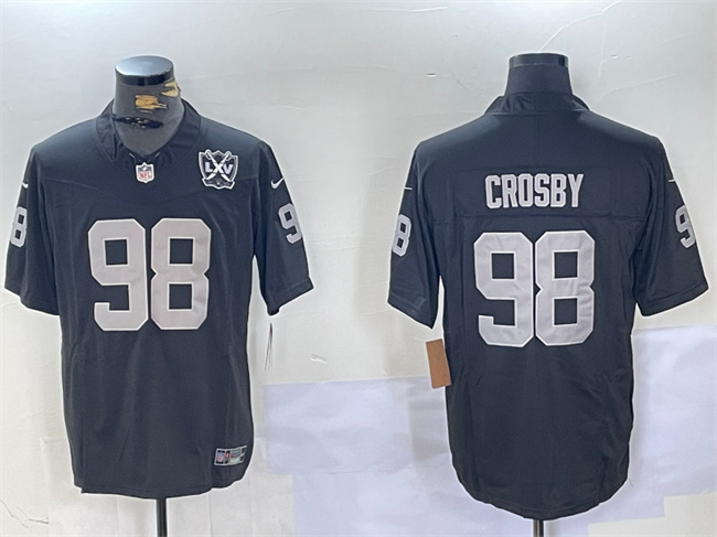 Personalized Men’s Las Vegas Raiders #98 Maxx Crosby Black 2023 F.U.S.E 65th Anniversary Patch Untouchable Stitched Football Jersey