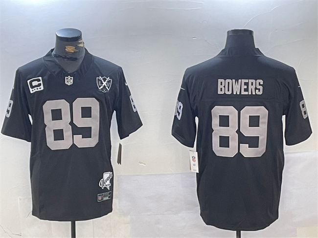 Personalized Men’s Las Vegas Raiders #89 Brock Bowers Black 2024 F.U.S.E With Nevada Silver Stat Patch And 65th Anniversary Patch 4-Star C Patch Stitched Football Jersey
