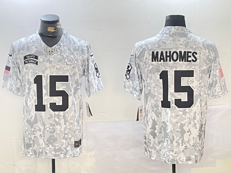 Personalized Men’s Kansas City Chiefs #15 Patrick Mahomes 2024 F.U.S.E Arctic Camo Salute To Service Limited Stitched Football Jersey