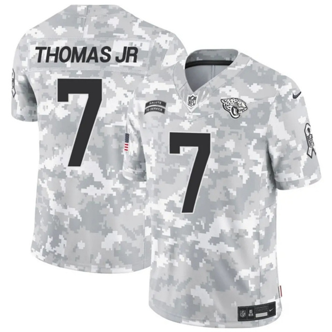 Personalized Men’s Jacksonville Jaguars #7 Brian Thomas Jr. 2024 F.U.S.E Arctic Camo Salute To Service Limited Stitched Football Jersey