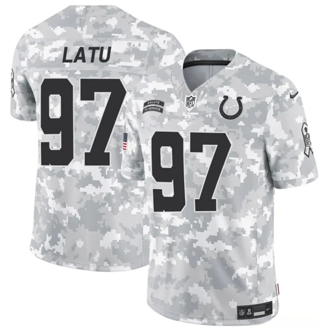 Personalized Men’s Indianapolis Colts #97 Laiatu Latu 2024 F.U.S.E Arctic Camo Salute To Service Limited Stitched Football Jersey