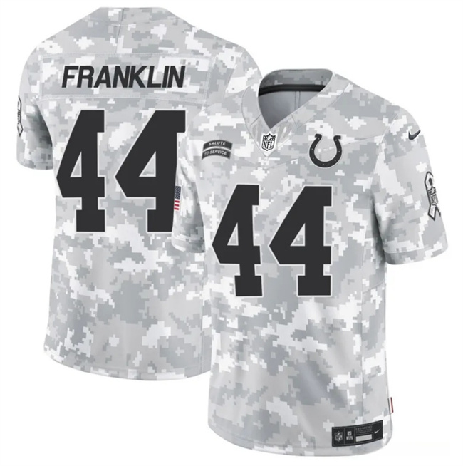 Personalized Men’s Indianapolis Colts #44 Zaire Franklin 2024 F.U.S.E Arctic Camo Salute To Service Limited Stitched Football Jersey
