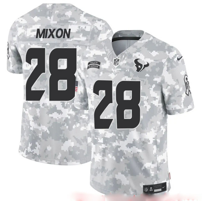 Personalized Men’s Houston Texans #28 Joe Mixon 2024 F.U.S.E Arctic Camo Salute To Service Limited Stitched Football Jersey