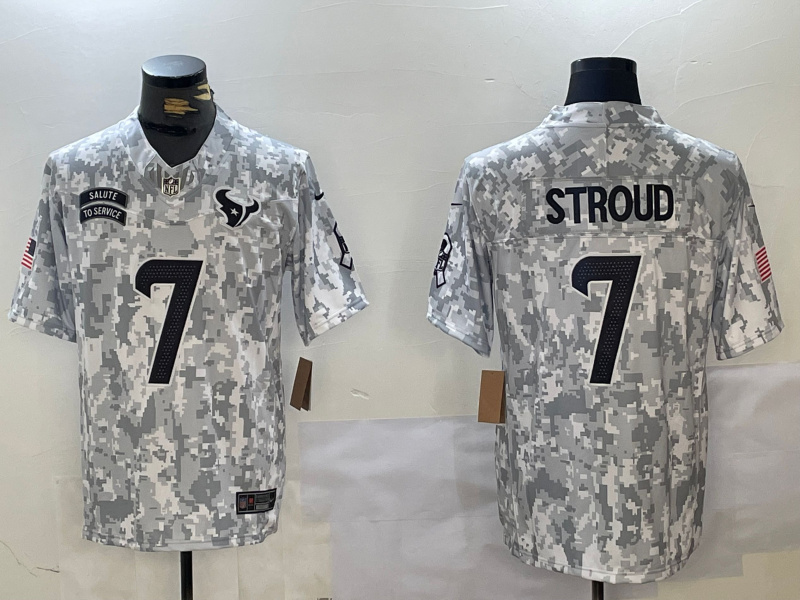 Personalized Men’s Houston Texans #7 C.J. Stroud 2024 F.U.S.E Arctic Camo Salute To Service Limited Stitched Football Jersey