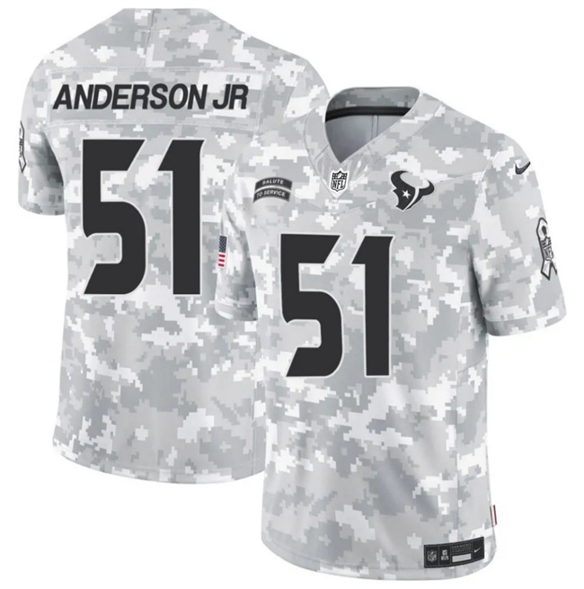 Personalized Men’s Houston Texans #51 Will Anderson Jr 2024 F.U.S.E Arctic Camo Salute To Service Limited Stitched Football Jersey