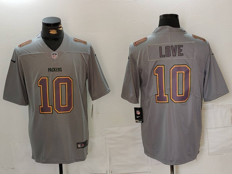 Personalized Men’s Green Bay Packers #10 Jordan Love Gray Fashion Limited Stitched Football Jersey