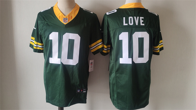 Personalized Men’s Green Bay Packers #10 Jordan Love Green 2024 F.U.S.E. Limited Stitched Football Jersey