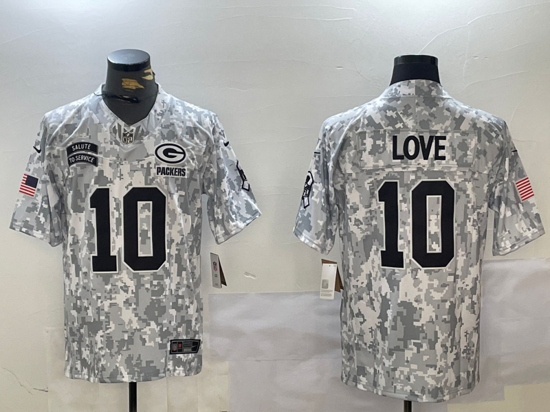 Personalized Men’s Green Bay Packers #10 Jordan Love 2024 F.U.S.E Arctic Camo Salute To Service Limited Stitched Football Jersey