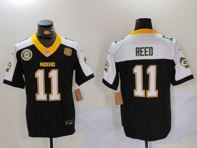 Personalized Men’s Green Bay Packers #11 Jayden Reed BlackWhite 2024 F.U.S.E. Home Patch 13 Time World Champions Untouchable Limited Stitched Jerseys