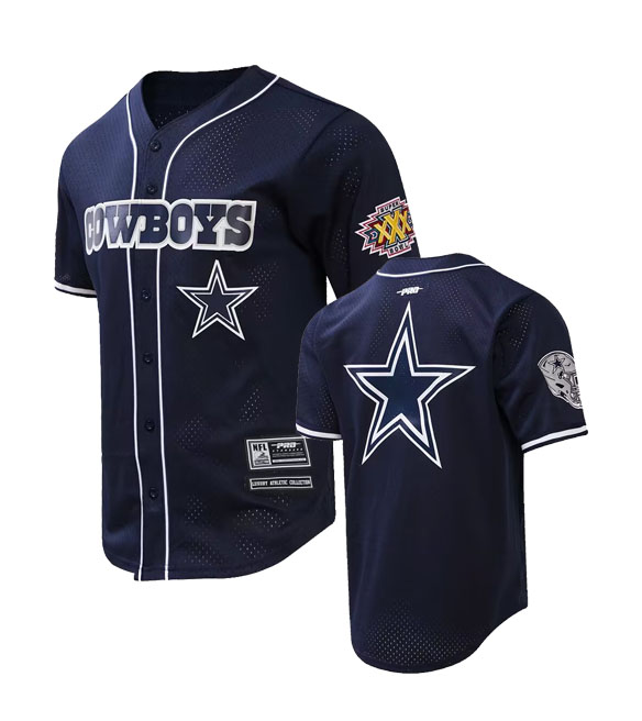 Personalized Men’s Dallas Cowboys LOGO CLASSIC MESH BUTTON UP SHIRT Navy