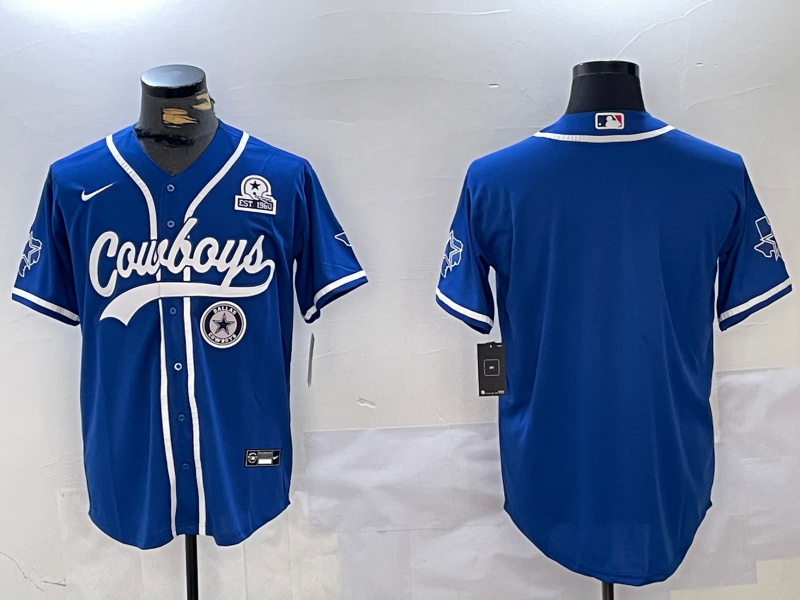 Personalized Men’s Dallas Cowboys Blank Royal With Patch Cool Base Stitched Baseball Jerseys