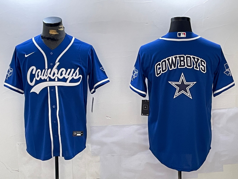 Personalized Men’s Dallas Cowboys Big Logo Royal With Patch Cool Base Stitched Baseball Jerseys