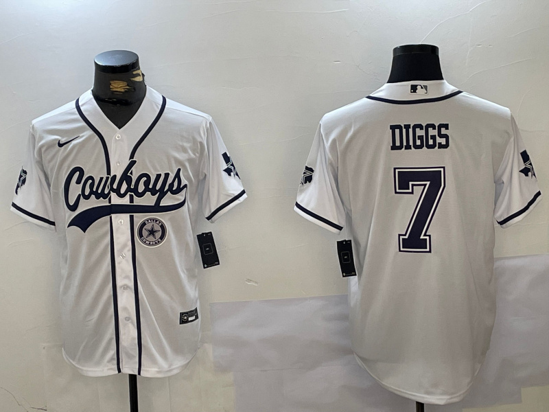 Personalized Men’s Dallas Cowboys #7 Trevon Diggs White With Patch Cool Base Stitched Baseball Jerseys