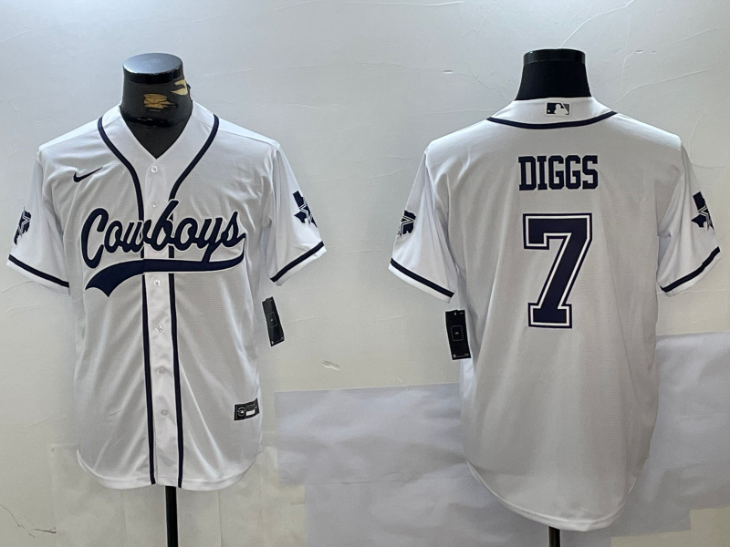 Personalized Men’s Dallas Cowboys #7 Trevon Diggs White With Patch Cool Base Stitched Baseball Jerseys