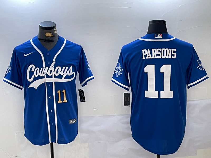 Personalized Men’s Dallas Cowboys #11 Micah Parsons Royal With Patch Cool Base Stitched Baseball Jerseys