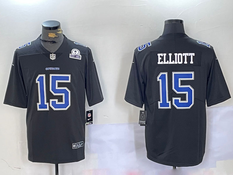 Personalized Men’s Dallas Cowboys #15 Ezekiel Elliott Black Throwback Untouchable Limited Stitched Football Jerseys