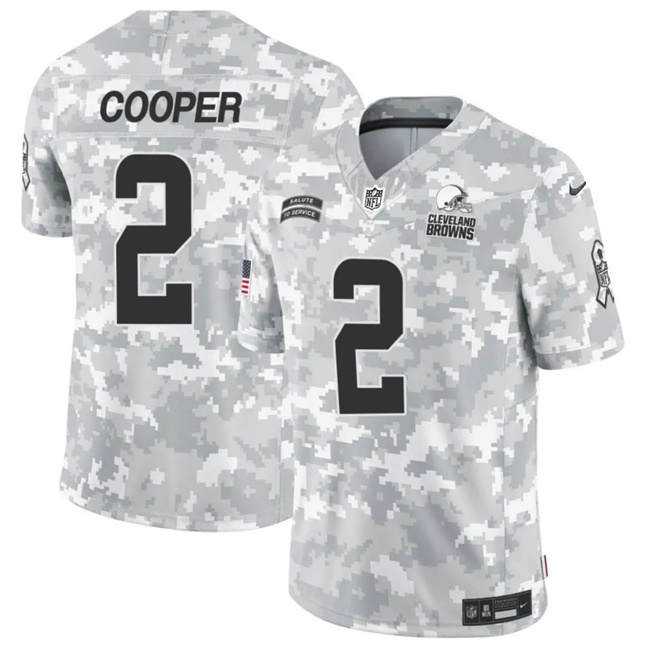 Personalized Men’s Cleveland Browns #2 Amari Cooper 2024 F.U.S.E Arctic Camo Salute To Service Limited Stitched Football Jersey