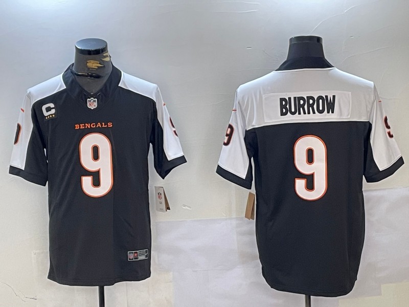 Personalized Men’s Cincinnati Bengals #9 Joe Burrow 2024 F.U.S.E Arctic Black Limited Stitched Football jerseys