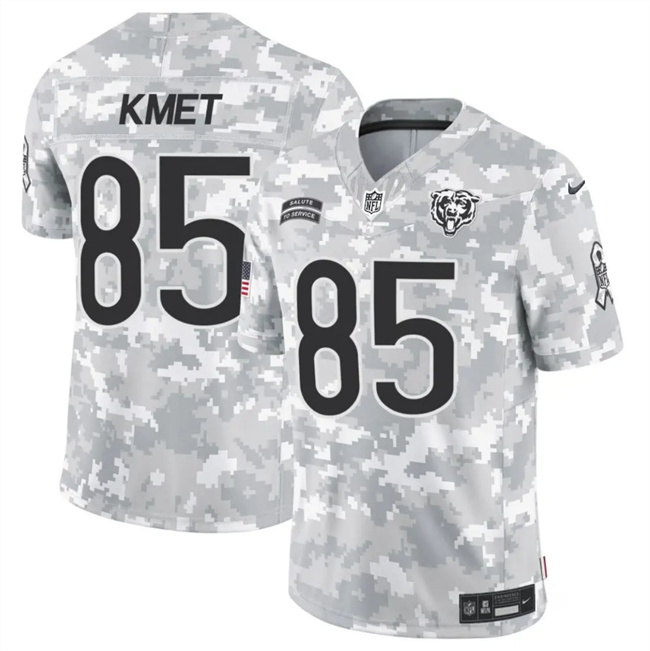 Personalized Men’s Chicago Bears #85 Cole Kmet 2024 F.U.S.E Arctic Camo Salute To Service Limited Stitched Football Jersey