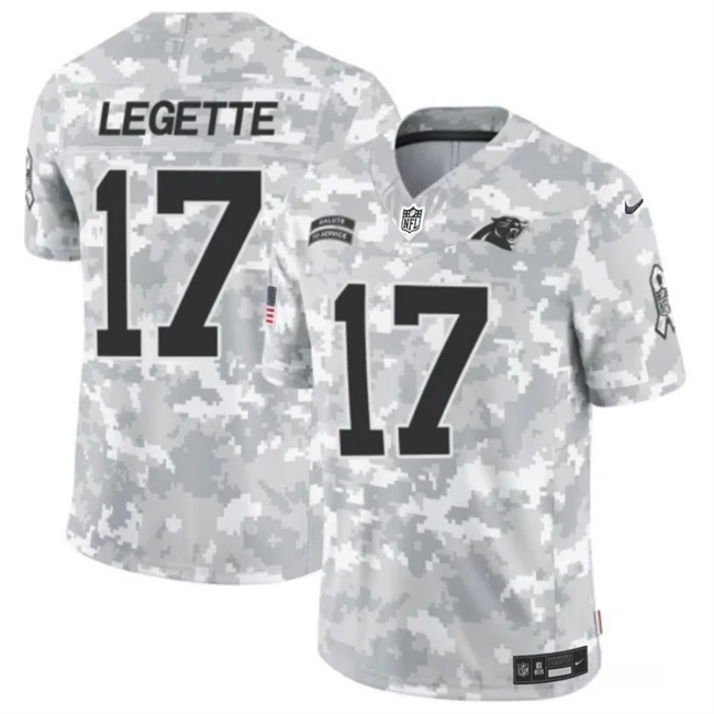 Personalized Men’s Carolina Panthers #17 Xavier Legette 2024 F.U.S.E Arctic Camo Salute To Service Limited Stitched Football Jersey