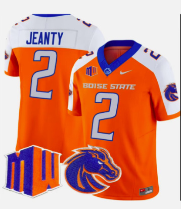Personalized Men’s Boise State Broncos #2 Ashton Jeanty Orange White Limited Football Jersey