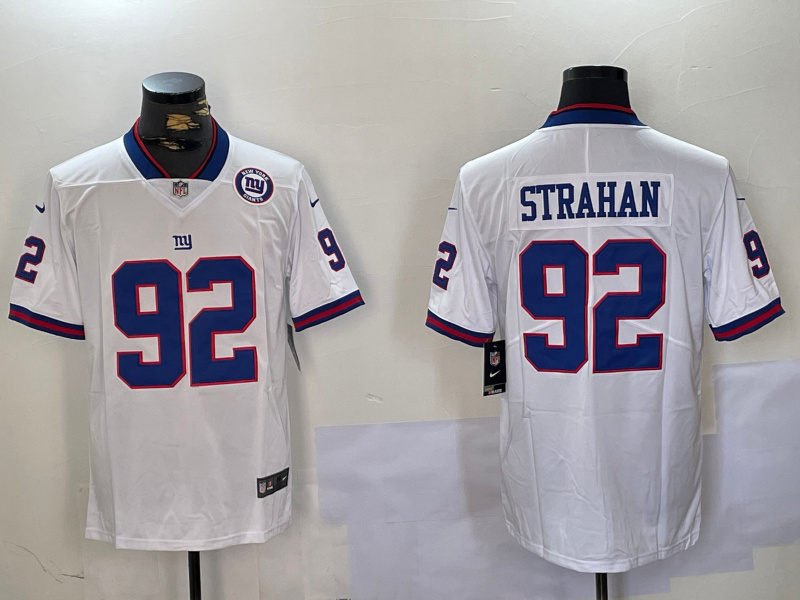 Personalized Giants #92 Michael Strahan White Men’s Stitched NFL Limited Rush Jersey