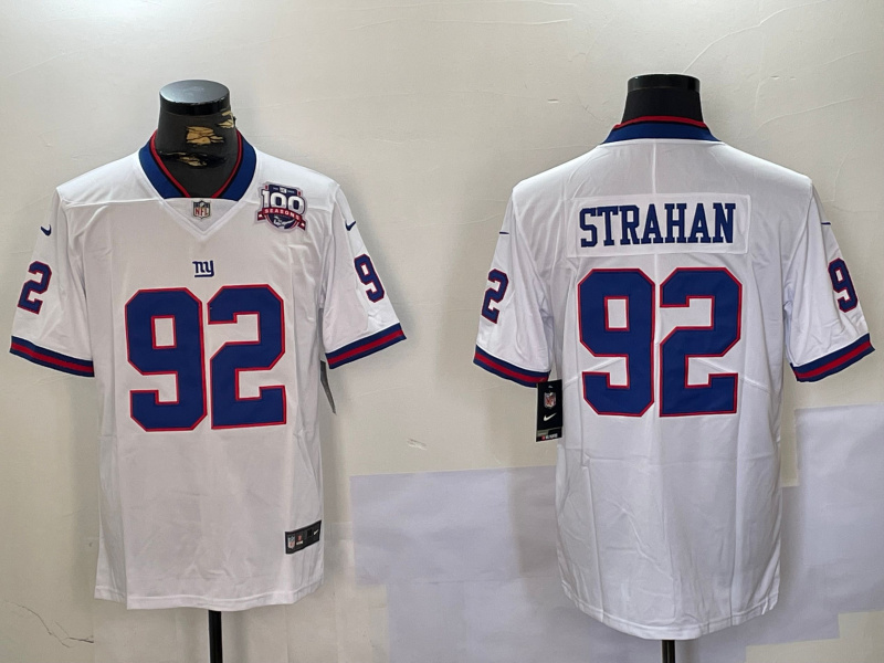 Personalized Giants #92 Michael Strahan White Men’s Stitched NFL Limited Rush Jerseys