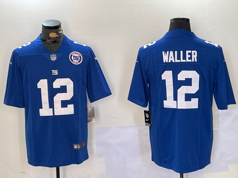 Personalized Men’s New York Giants #12 Darren Waller Blue With 100TH Season Patch Untouchable Limited Stitched Jerseys