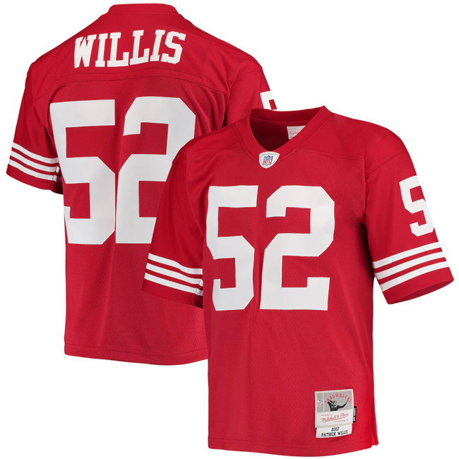 Personalized Men’s San Francisco 49ers #52 Patrick Willis Red 2007 Mitchell & Ness Legacy Stitched Jersey