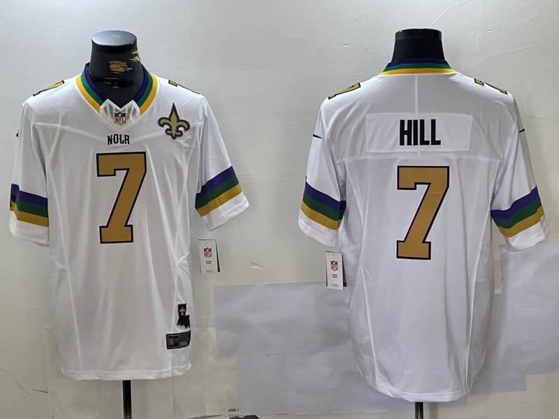 Personalized Men’s New Orleans Saints #7 Taysom Hill White 2024 F.U.S.E. Limited Stitched Jersey