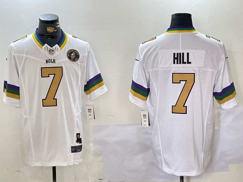 Personalized Men’s New Orleans Saints #7 Taysom Hill White 2024 F.U.S.E. Limited Stitched Jerseys