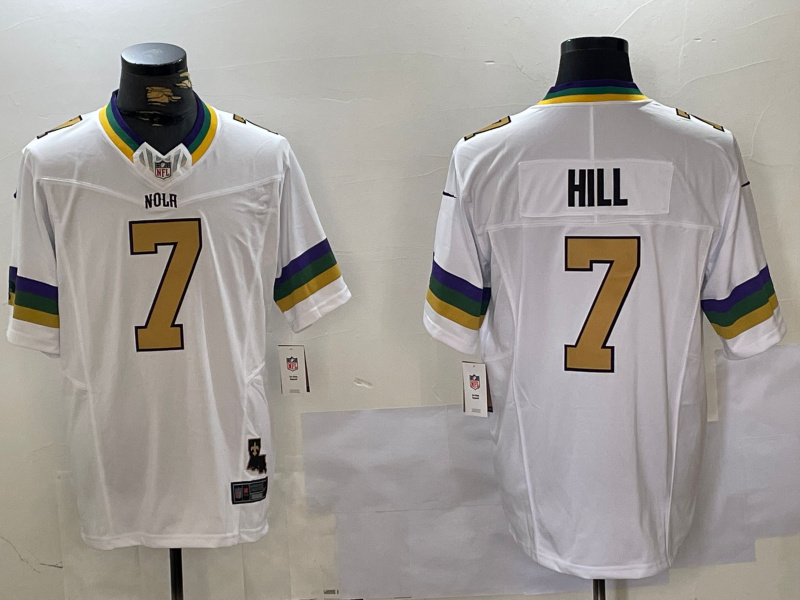 Personalized Men’s New Orleans Saints #7 Taysom Hill White 2024 F.U.S.E. Limited Stitched Jerseys