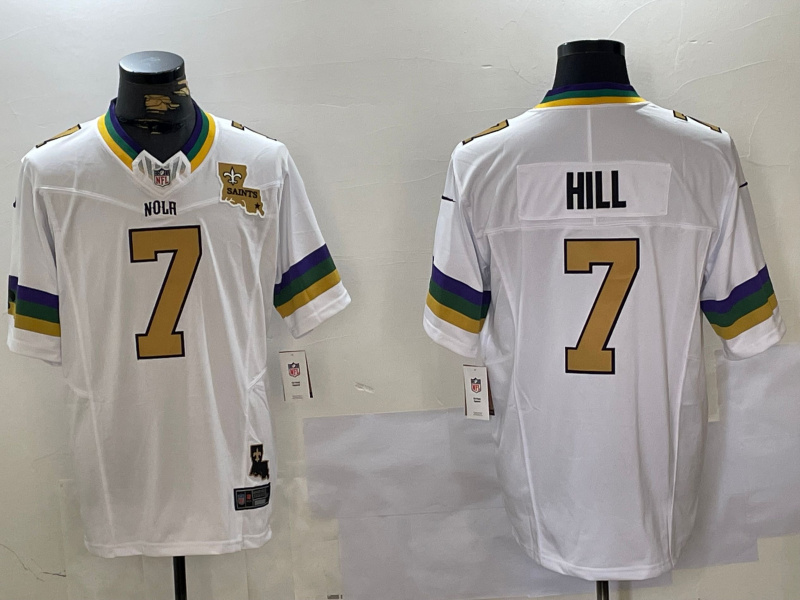 Personalized Men’s New Orleans Saints #7 Taysom Hill White 2024 F.U.S.E. Limited Stitched Jerseys