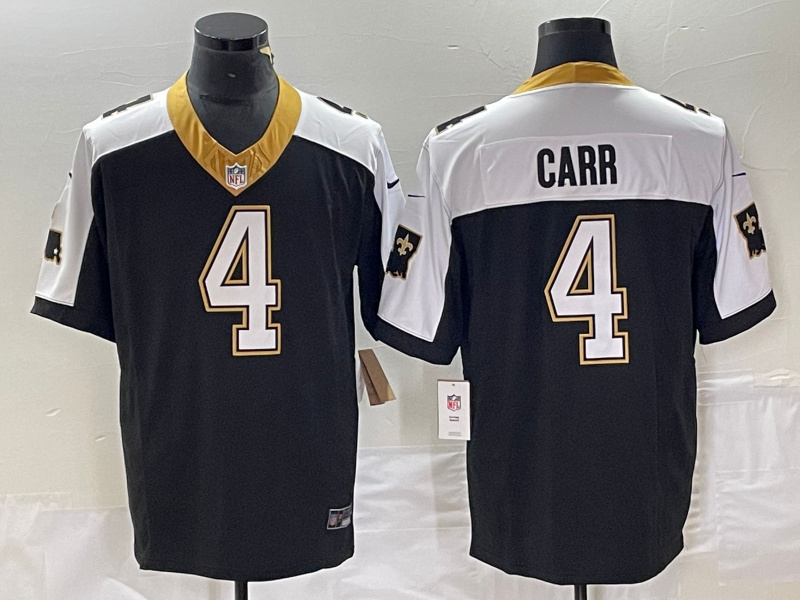 Personalized Men’s New Orleans Saints #4 Derek Carr Black White 2023 F.U.S.E. 1987 Legacy Stitched Jersey