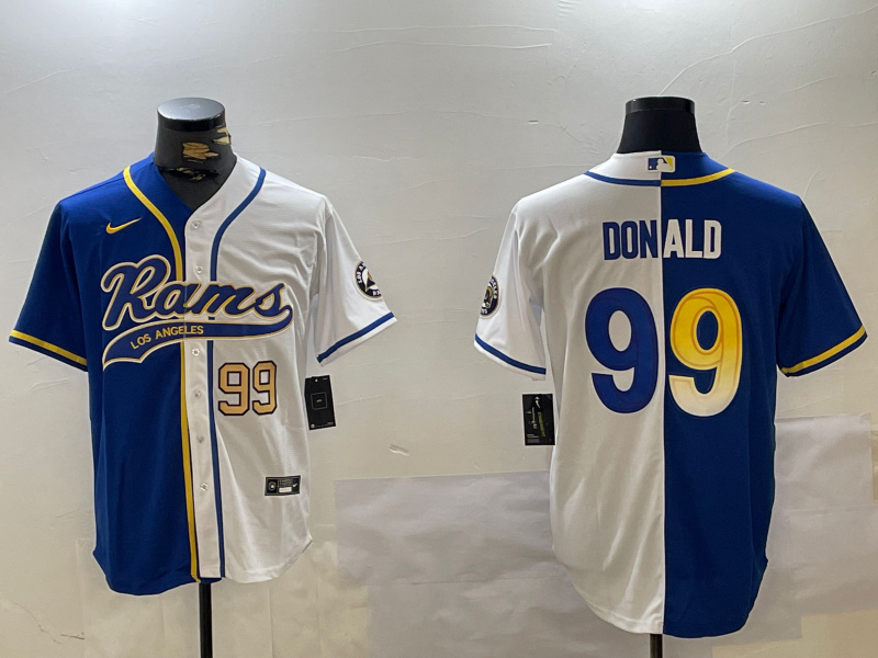 Personalized Men’s Los Angeles Rams #99 White Cool Base Stitched Baseball Jerseys