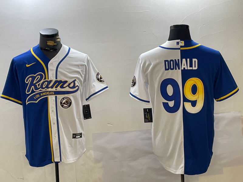 Personalized Men’s Los Angeles Rams #99 Aaron Donald White Cool Base Stitched Baseball Jersey