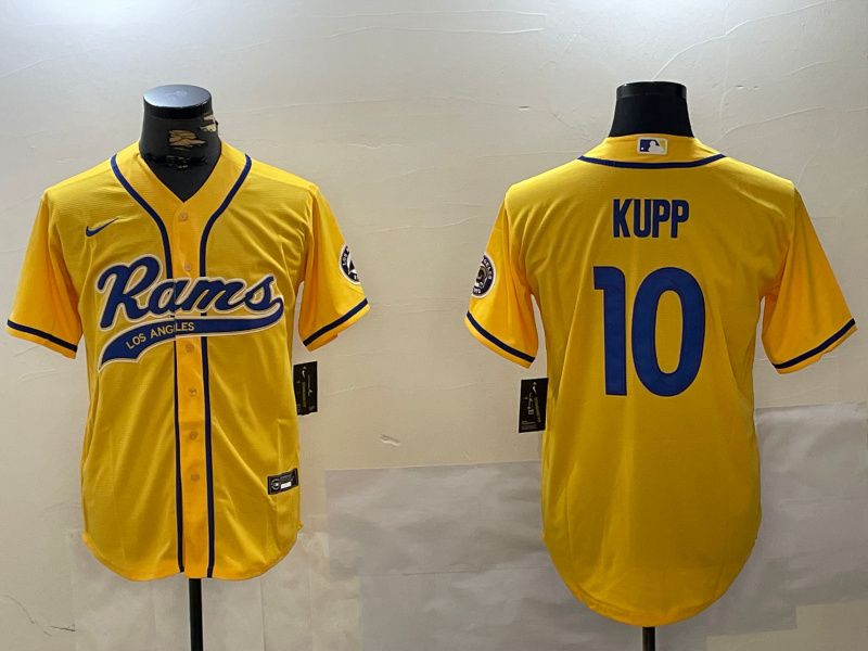 Personalized Men’s Los Angeles Rams #10 Cooper Kupp yellow Cool Base Stitched Baseball Jerseys